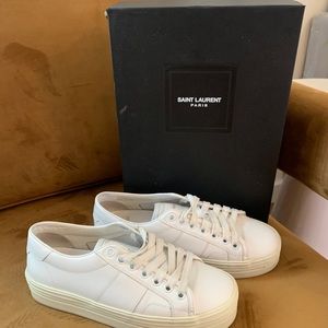 YSL white platform trainers